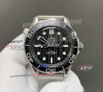 Swiss Replica Omega Seamaster No Date Black Wave Dial Mesh Steel Strap 8806 Movement Watch
